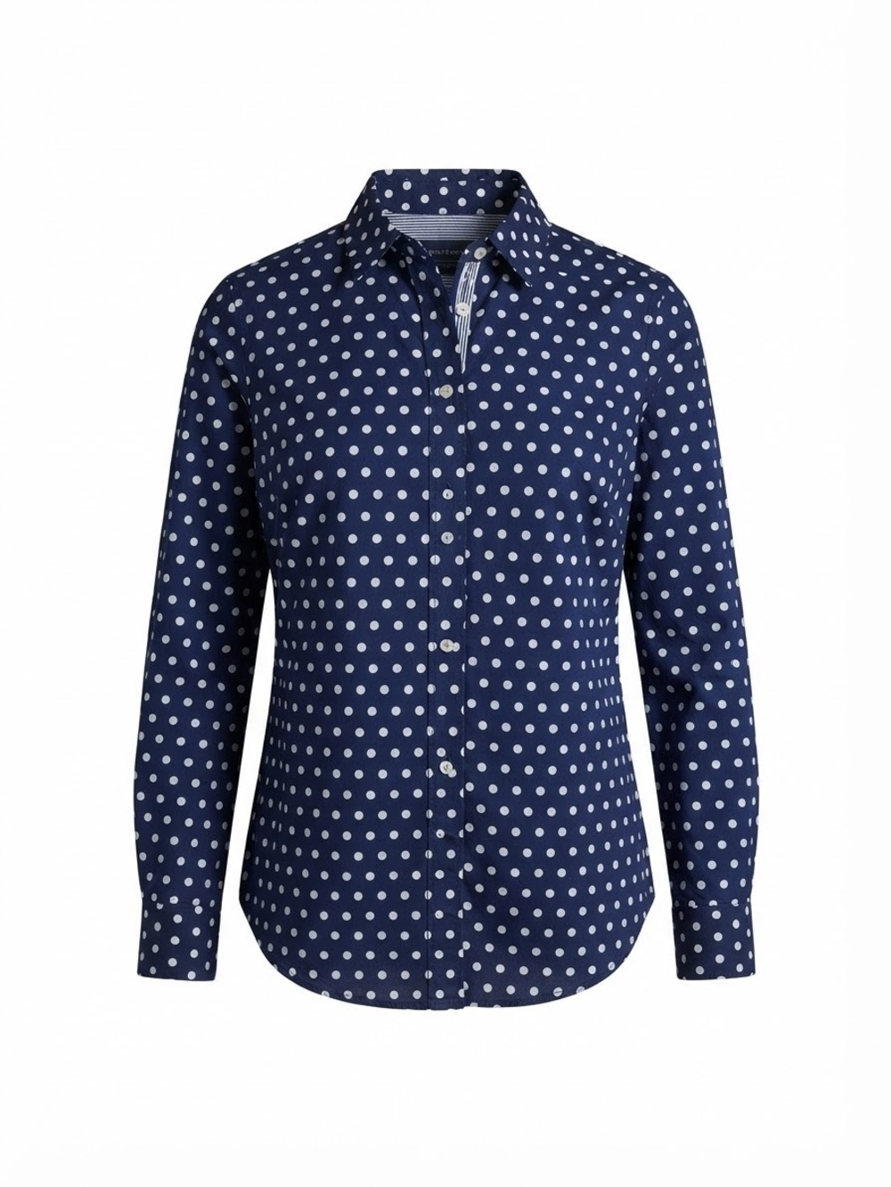 Talbots Navy and White Polka Dot Button-Down Shirt